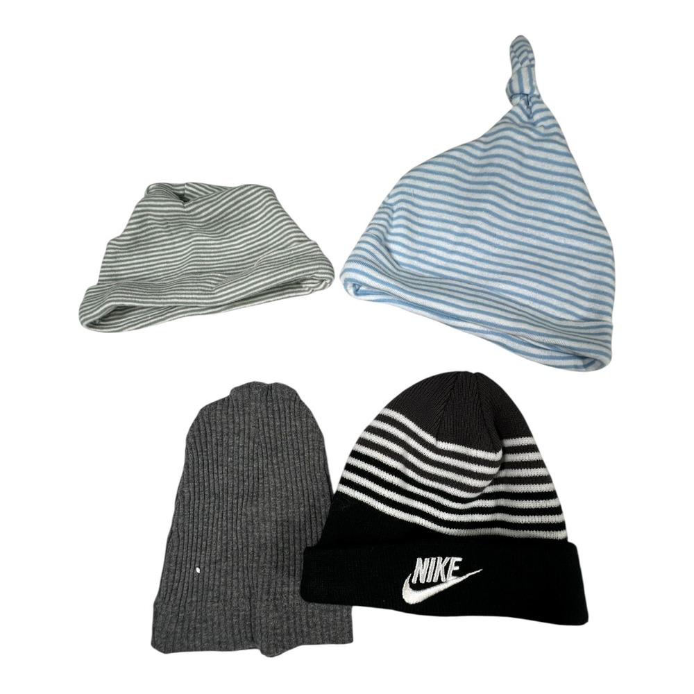 Baby Hat's Lot Nike Carter's Beanies9 Months‎ Black Striped Gray Blue